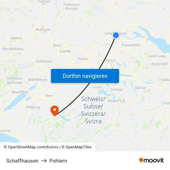 Schaffhausen to Pohlern map