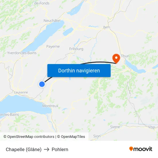 Chapelle (Glâne) to Pohlern map
