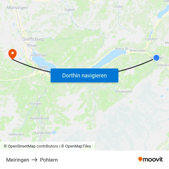 Meiringen to Pohlern map