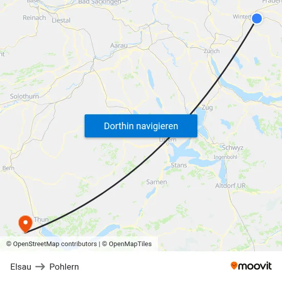 Elsau to Pohlern map