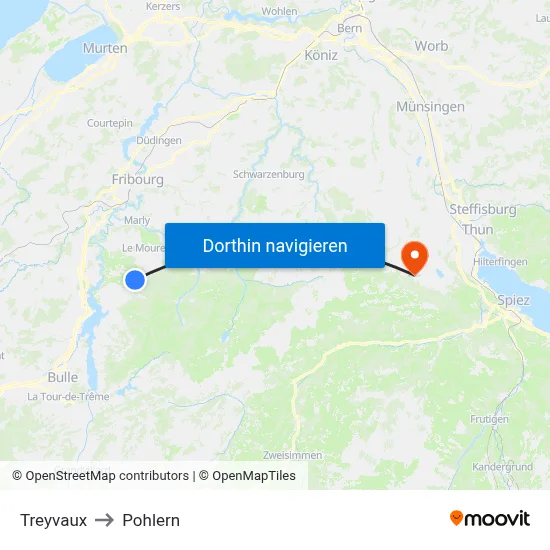 Treyvaux to Pohlern map