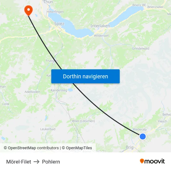 Mörel-Filet to Pohlern map