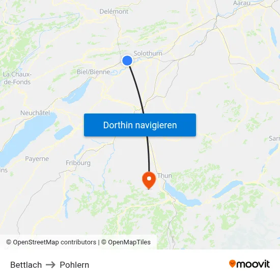 Bettlach to Pohlern map