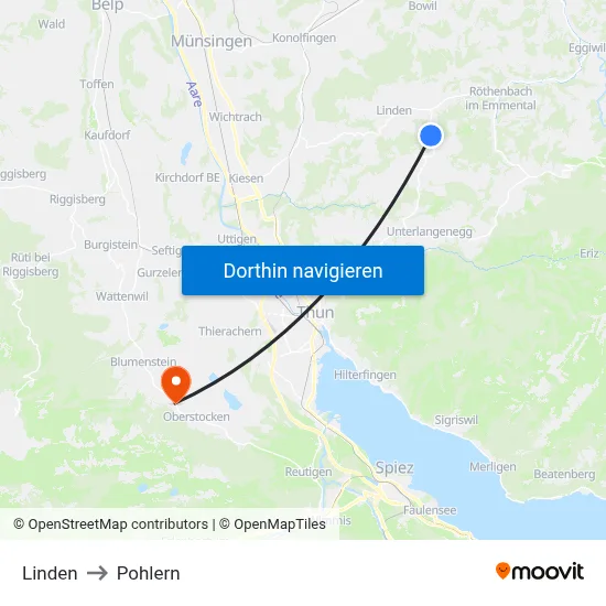 Linden to Pohlern map