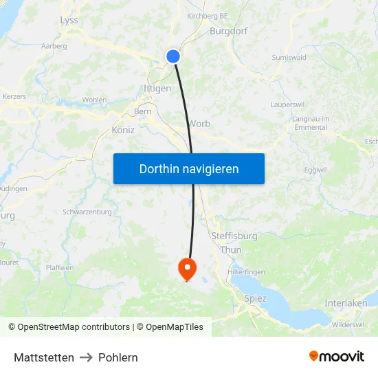 Mattstetten to Pohlern map