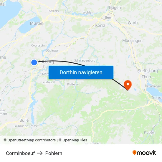 Corminboeuf to Pohlern map