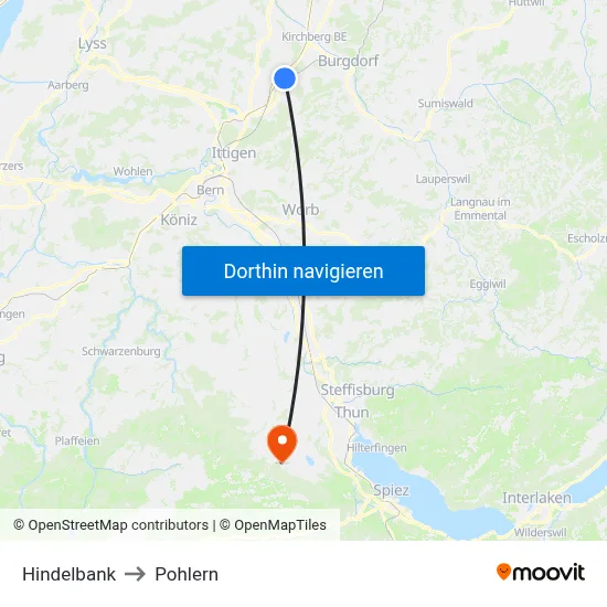 Hindelbank to Pohlern map