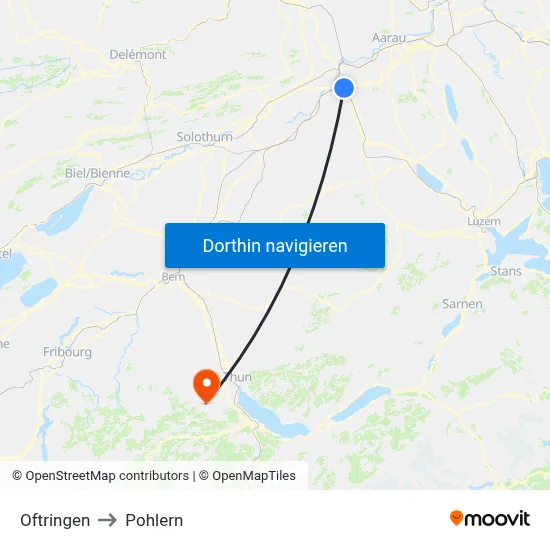 Oftringen to Pohlern map