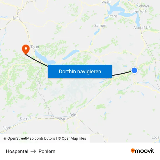 Hospental to Pohlern map