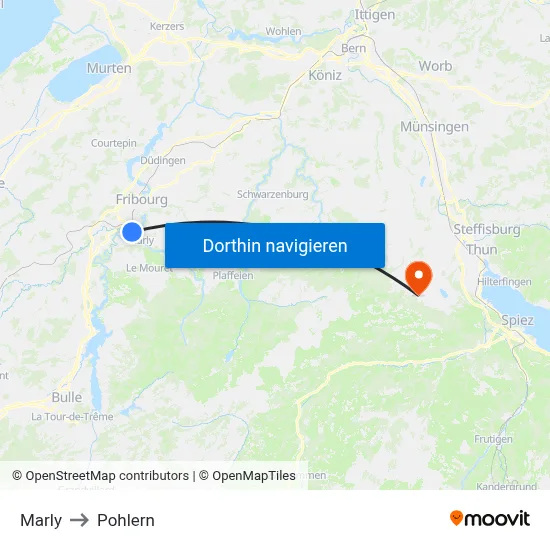 Marly to Pohlern map