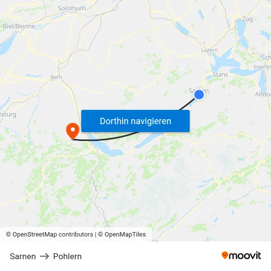 Sarnen to Pohlern map