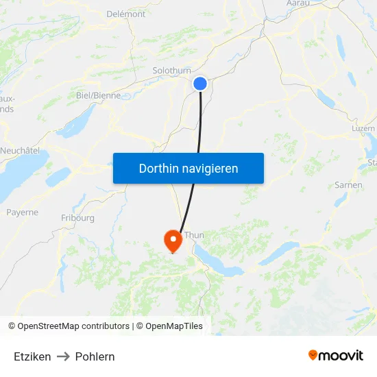 Etziken to Pohlern map