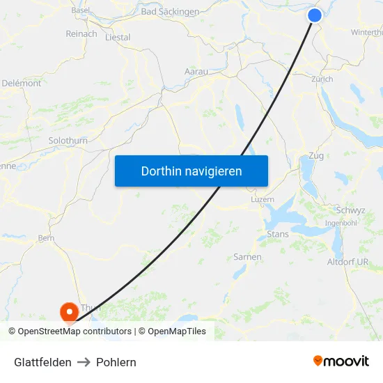 Glattfelden to Pohlern map