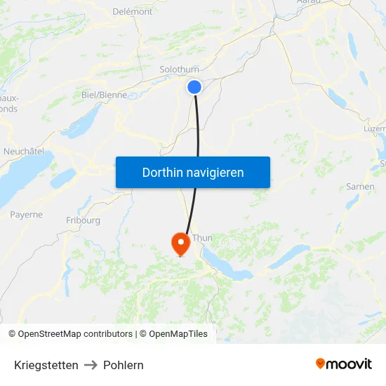 Kriegstetten to Pohlern map