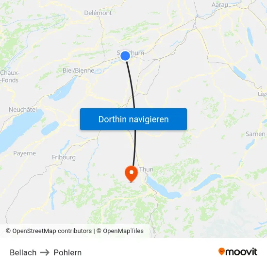Bellach to Pohlern map