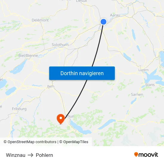 Winznau to Pohlern map