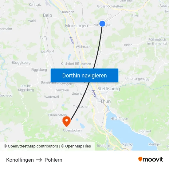 Konolfingen to Pohlern map