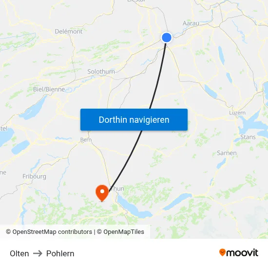 Olten to Pohlern map