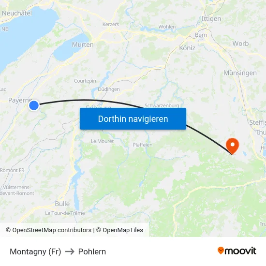 Montagny (Fr) to Pohlern map