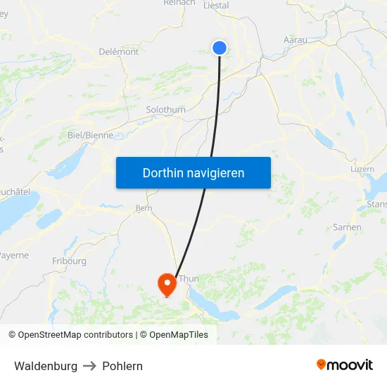 Waldenburg to Pohlern map