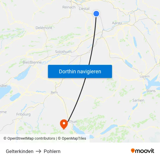 Gelterkinden to Pohlern map
