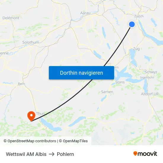 Wettswil AM Albis to Pohlern map