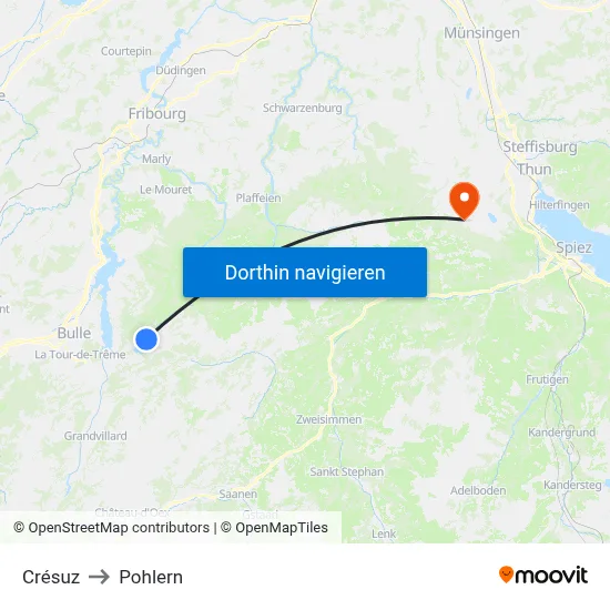 Crésuz to Pohlern map
