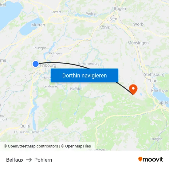 Belfaux to Pohlern map