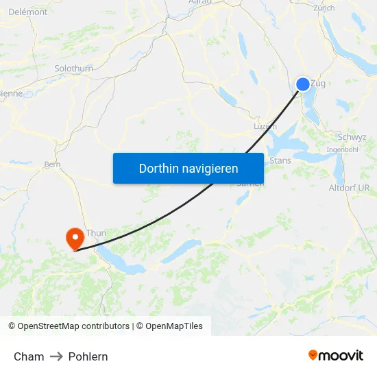 Cham to Pohlern map