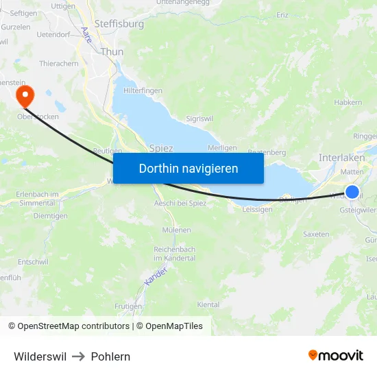 Wilderswil to Pohlern map