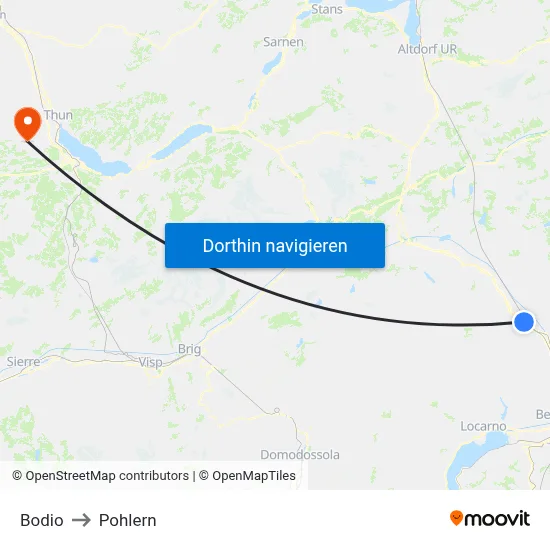 Bodio to Pohlern map