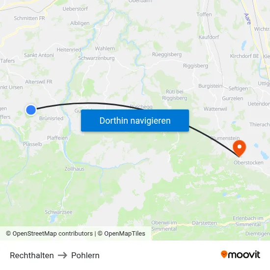 Rechthalten to Pohlern map