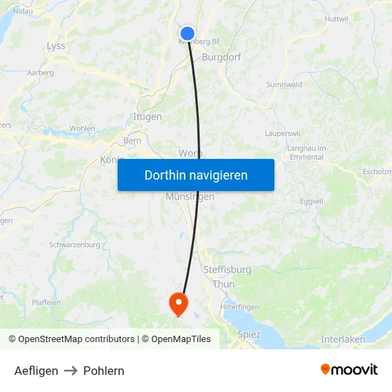 Aefligen to Pohlern map