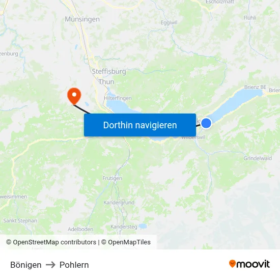 Bönigen to Pohlern map