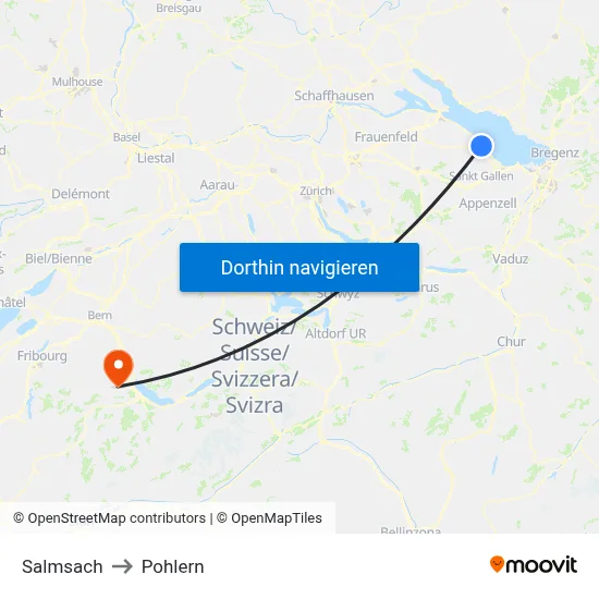 Salmsach to Pohlern map