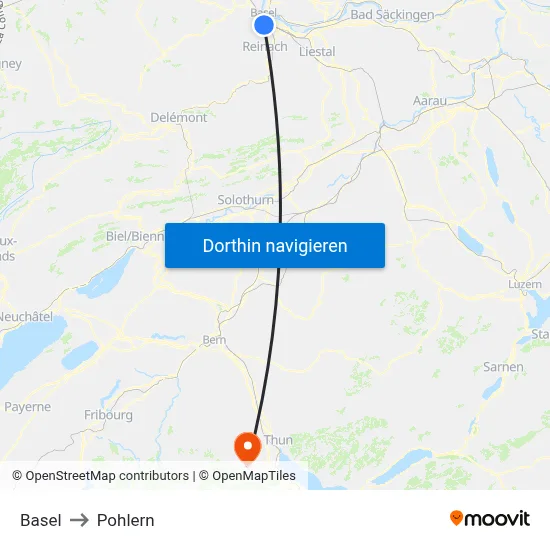 Basel to Pohlern map