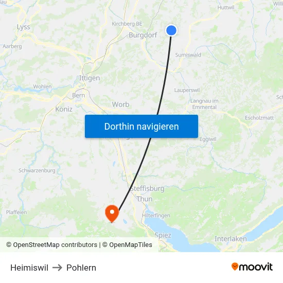 Heimiswil to Pohlern map
