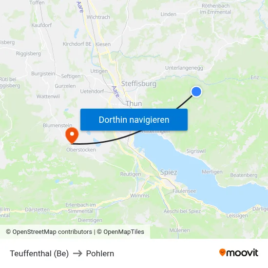 Teuffenthal (Be) to Pohlern map