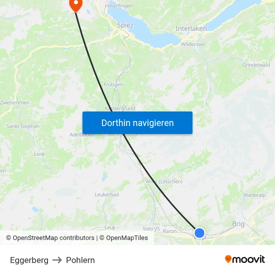 Eggerberg to Pohlern map