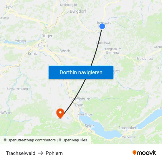 Trachselwald to Pohlern map