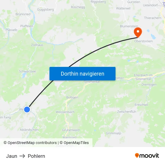 Jaun to Pohlern map