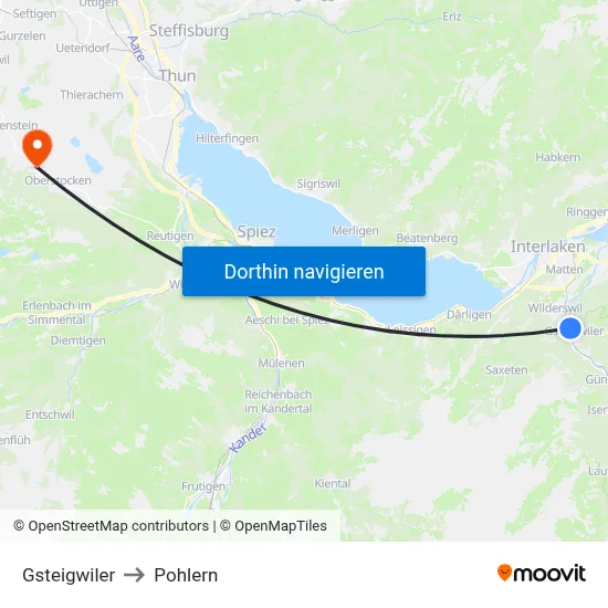Gsteigwiler to Pohlern map