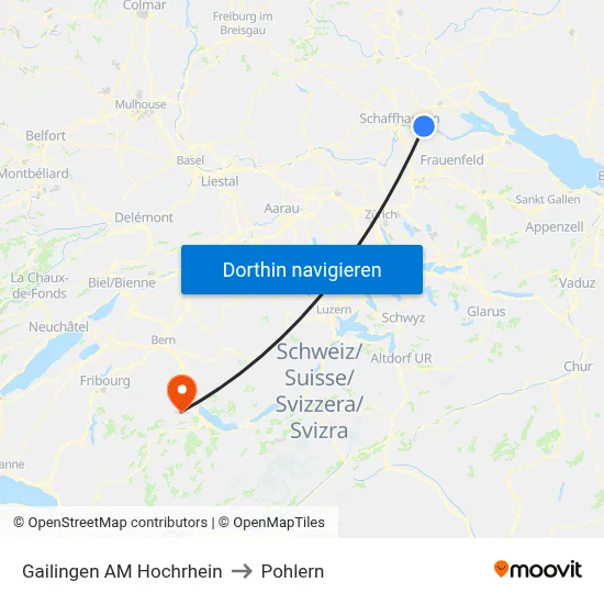 Gailingen AM Hochrhein to Pohlern map