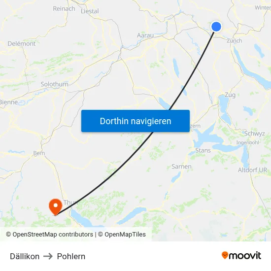 Dällikon to Pohlern map