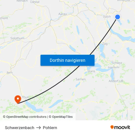 Schwerzenbach to Pohlern map