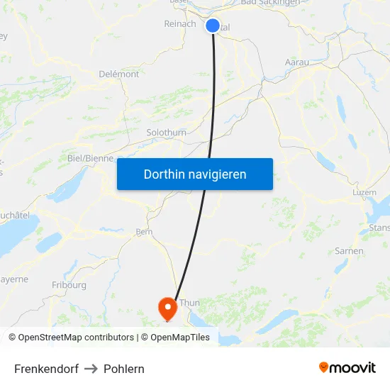 Frenkendorf to Pohlern map