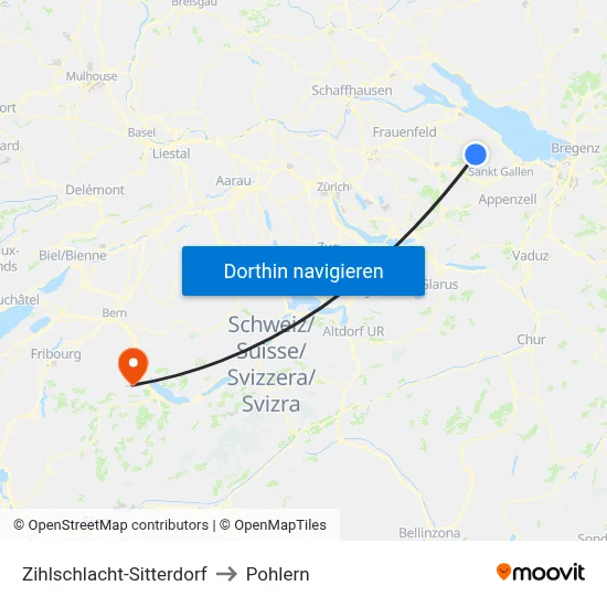 Zihlschlacht-Sitterdorf to Pohlern map