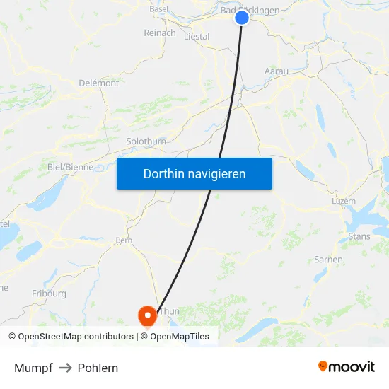 Mumpf to Pohlern map