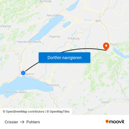 Crissier to Pohlern map