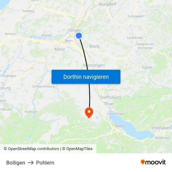 Bolligen to Pohlern map